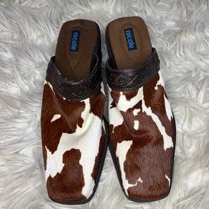 Nicole Cowhide Mules